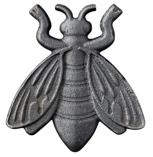 bare metal cast iron bee viewed from above