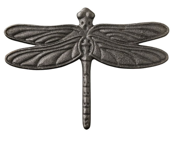 bare metal cast iron dragonfly viewed from above