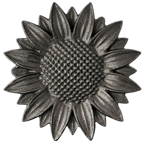 bare metal cast iron sunflower viewed from above